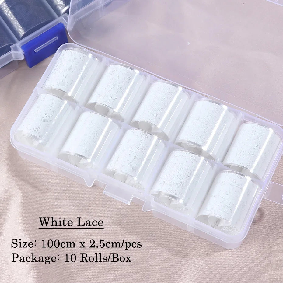 Black White Lace Nail Art Foil Set