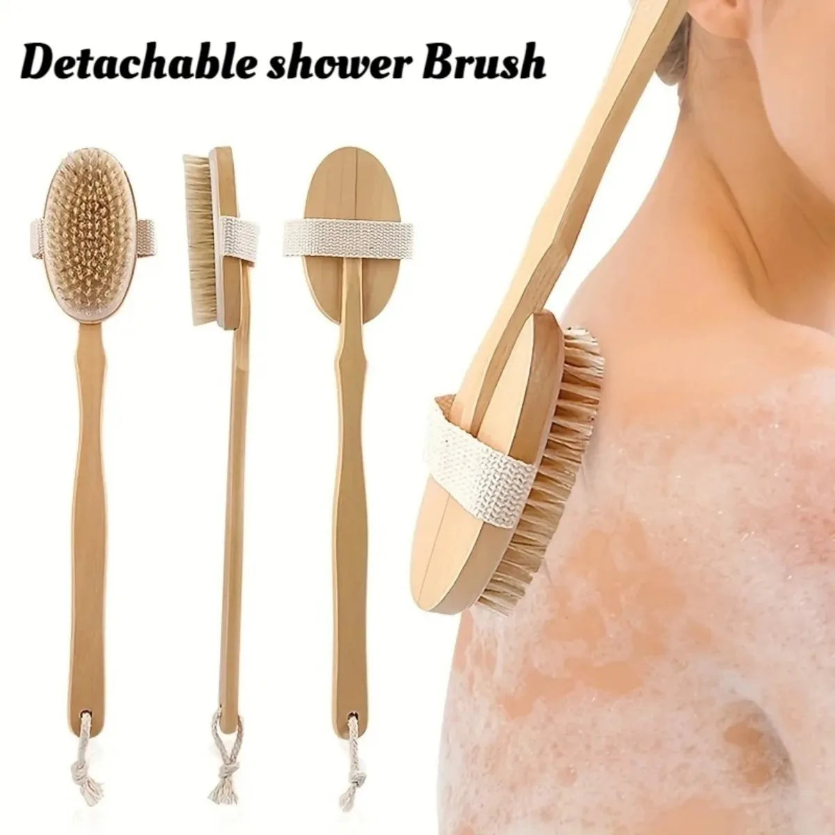 Natural Bristle Shower Brush Set