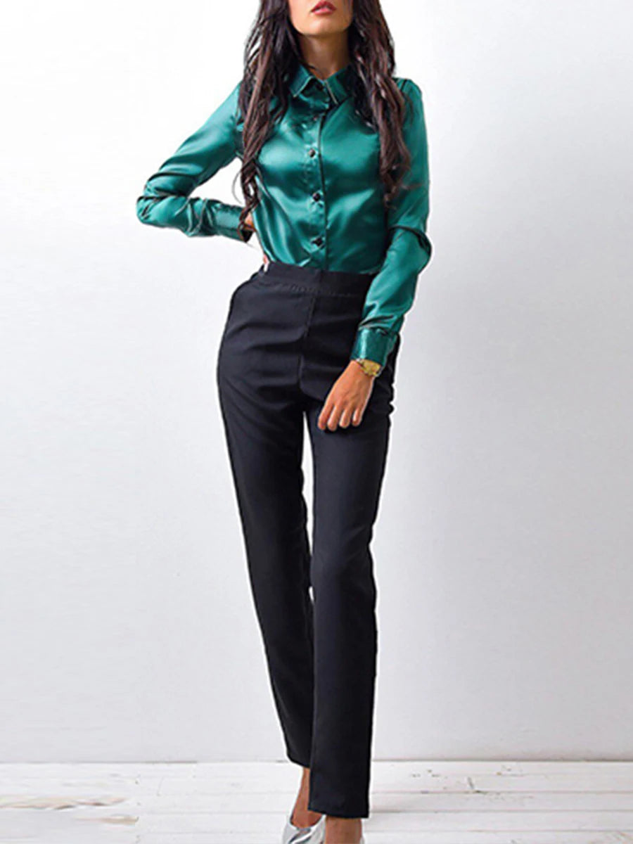 Elegant Satin Long Sleeve Shirt