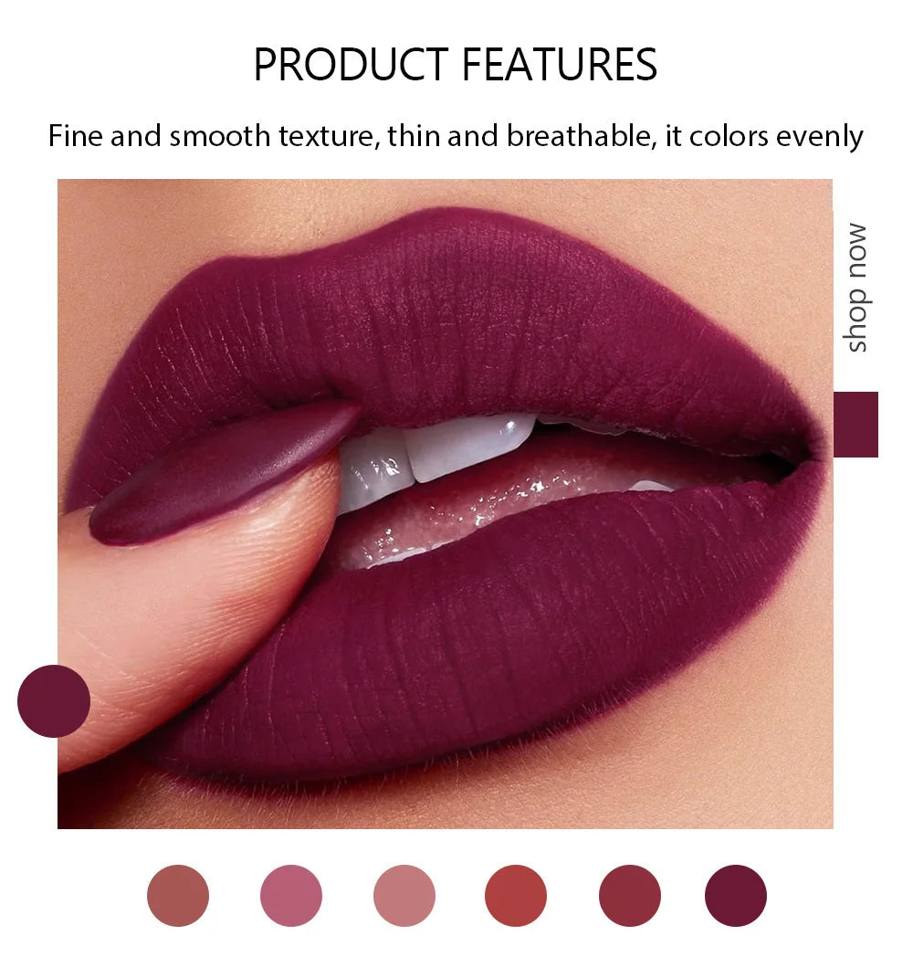 6-Color Long-Lasting Matte Lipstick Set