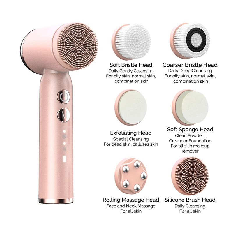 IPX6 Waterproof 6-in-1 Sonic Electric Cleansing Brush