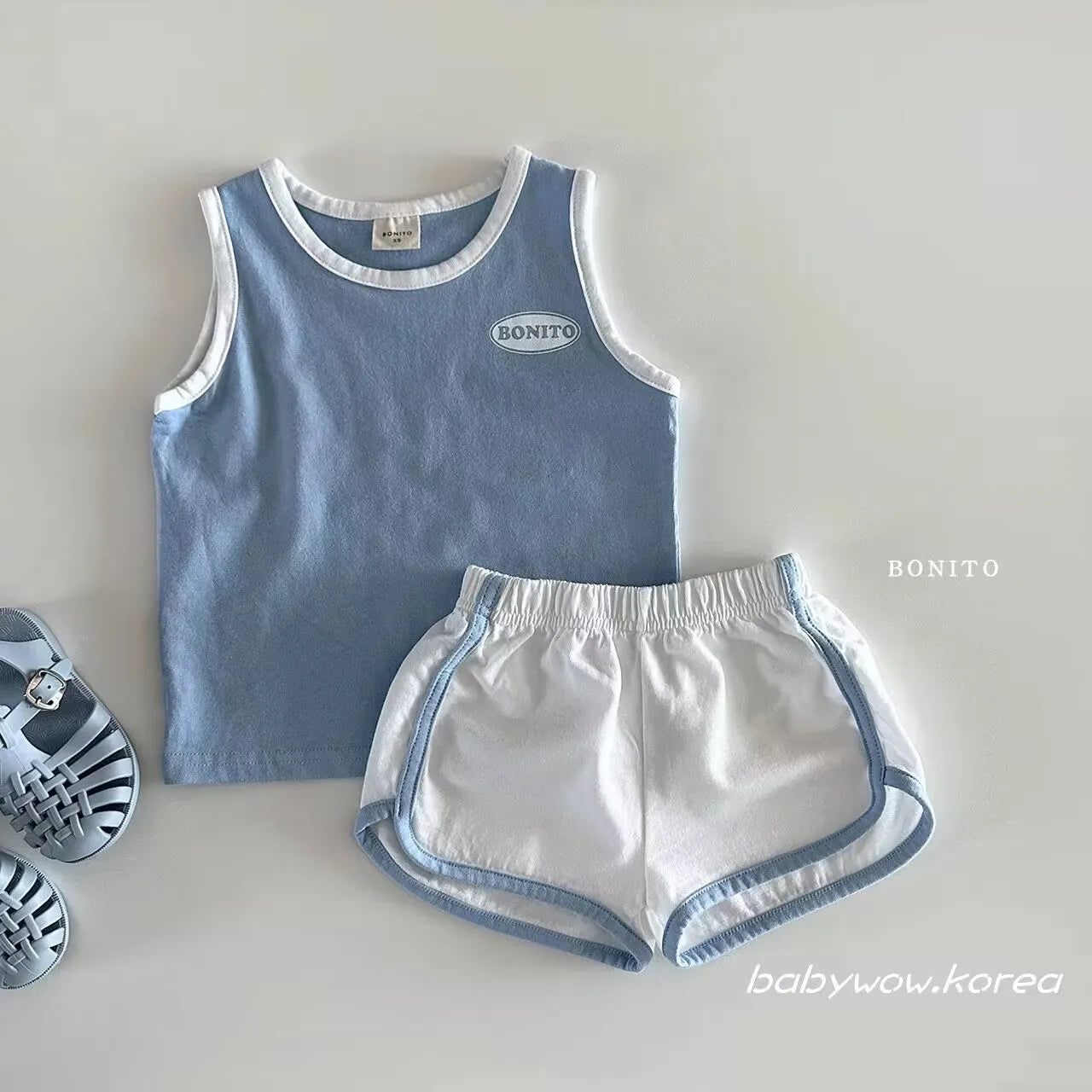 2025 Summer Baby Cotton Sports Vest Shorts Two-Piece Set