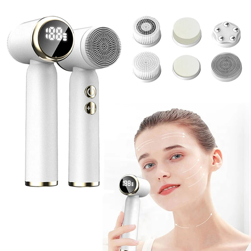 IPX6 Waterproof 6-in-1 Sonic Electric Cleansing Brush
