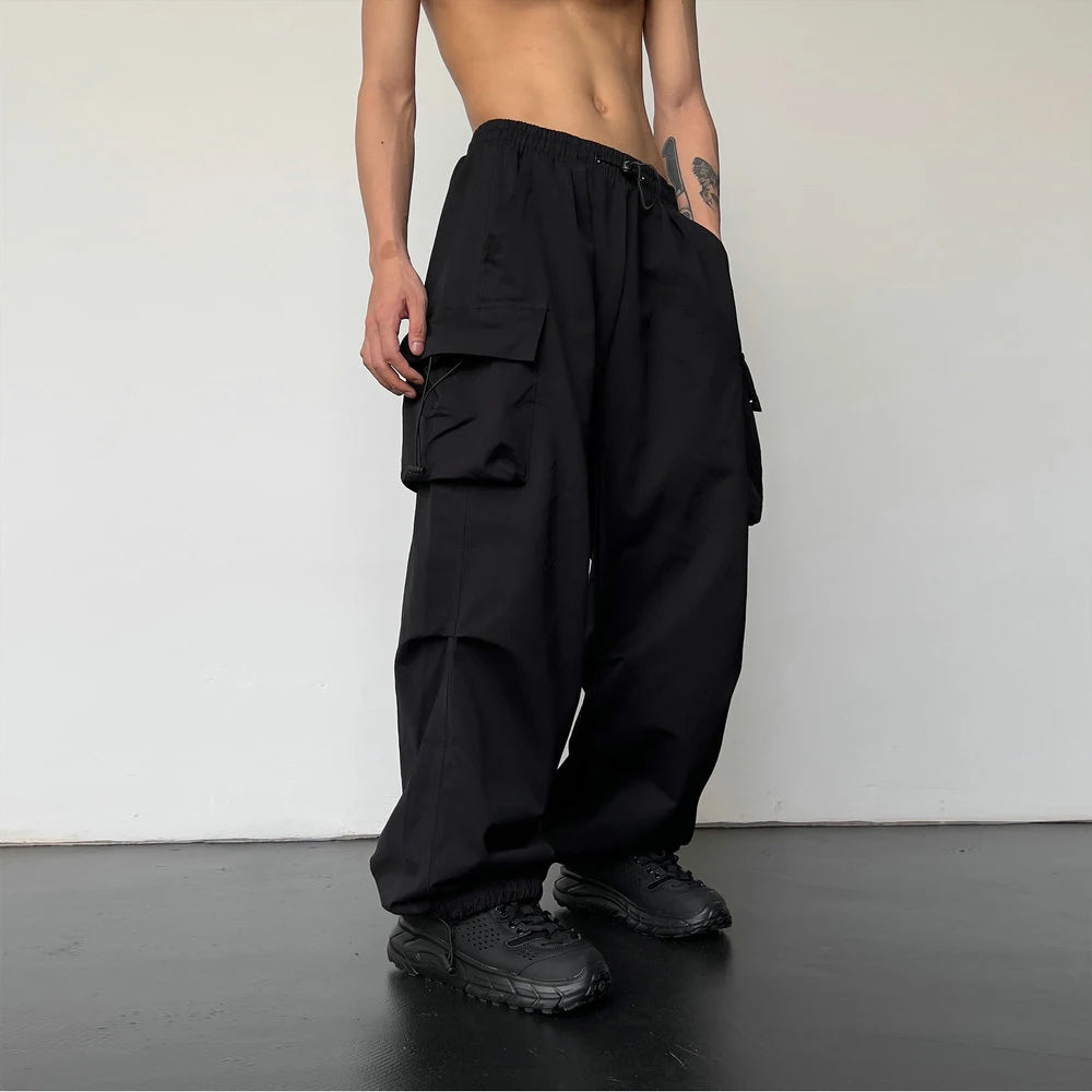 Wide-Leg Cargo Joggers
