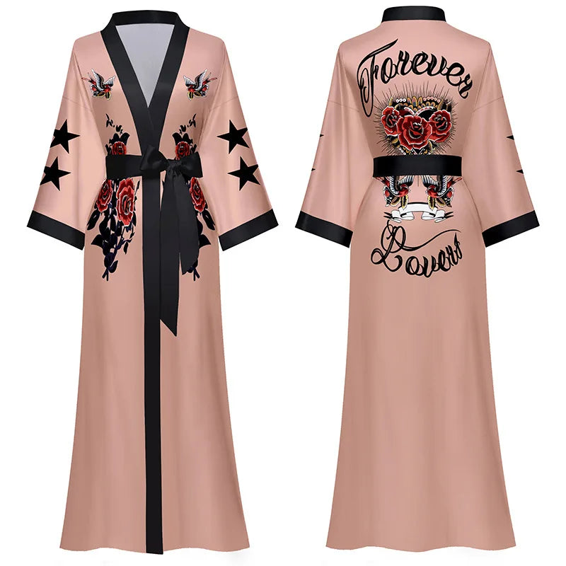 Elegant Oversized Satin Kimono Robe