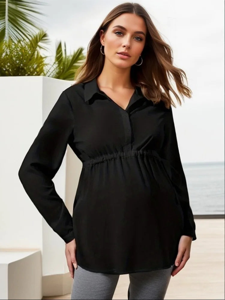 Fashionable V-Neck Maternity Shirt