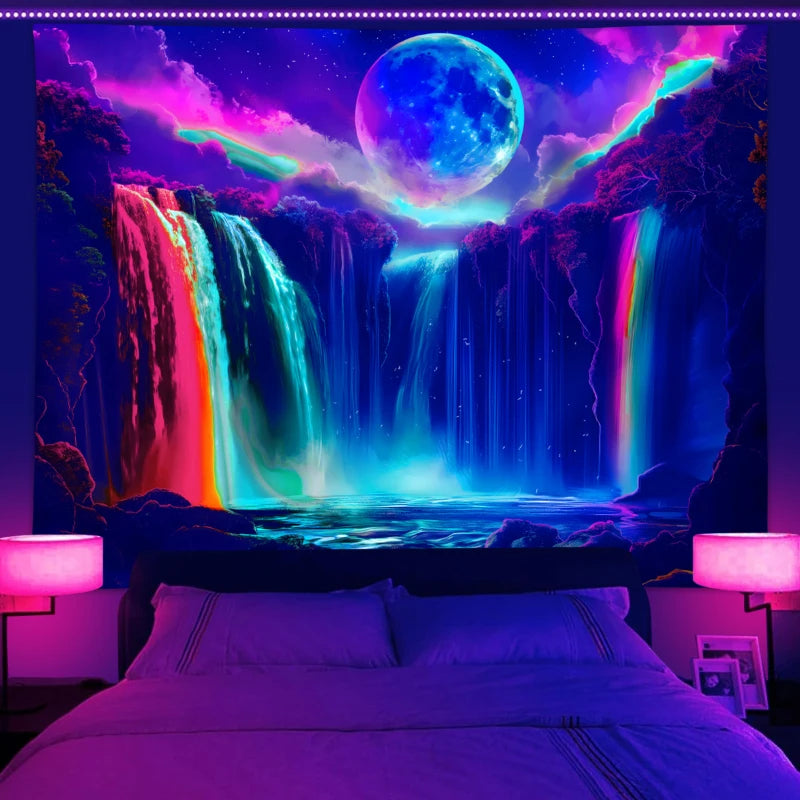 UV Reactive Waterfall Tapestry