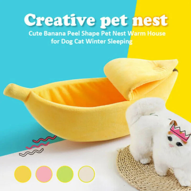 Funny Banana Cat Bed Cozy Durable Portable Pet Cushion