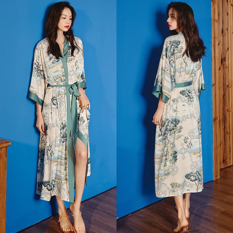 Elegant Oversized Satin Kimono Robe