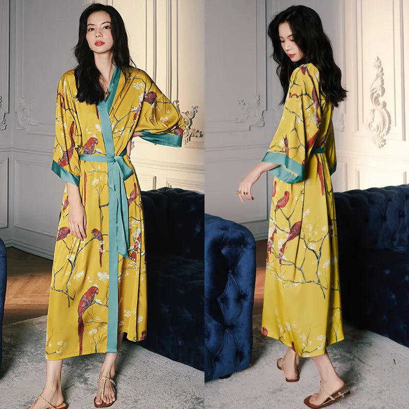 Elegant Oversized Satin Kimono Robe