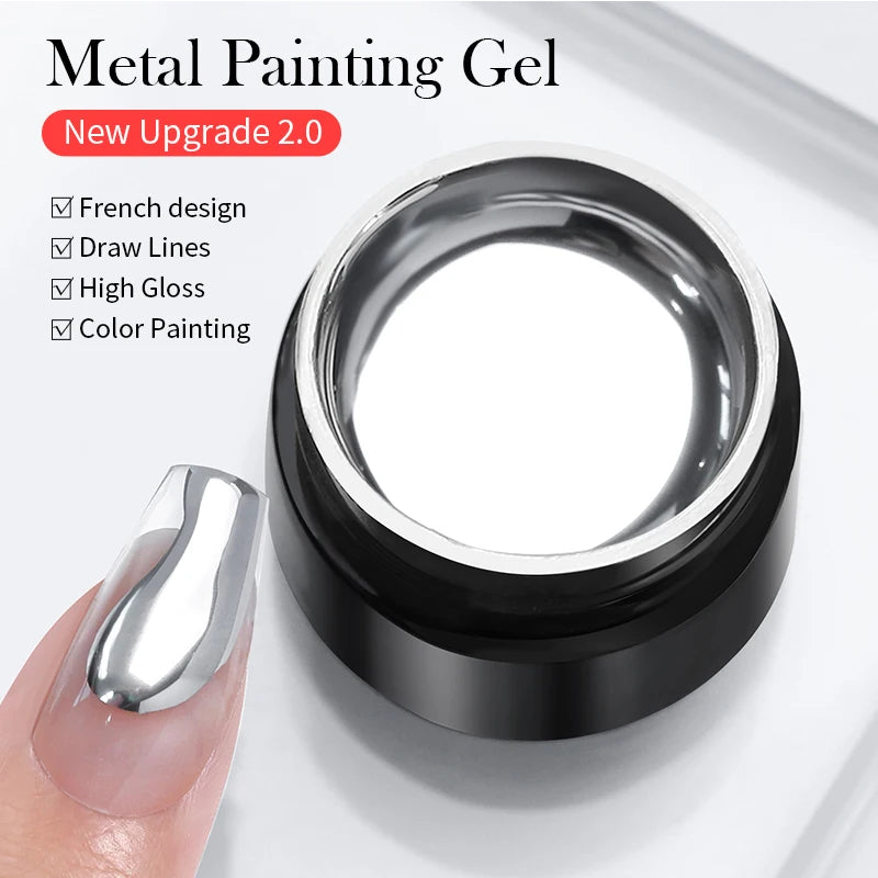 Silver Metallic Line Art Drawing Gel