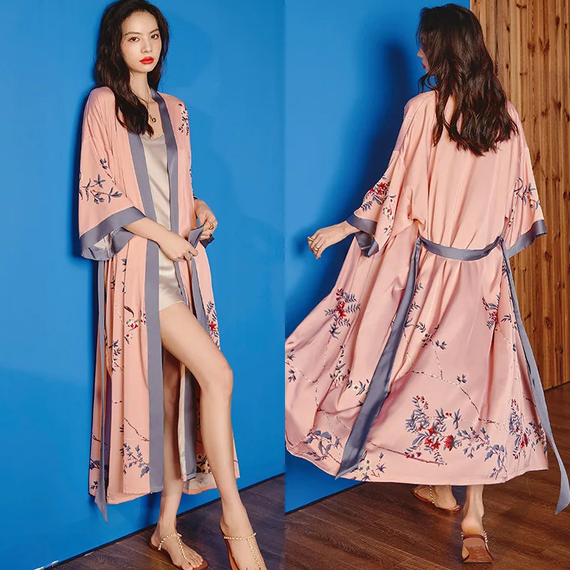 Elegant Oversized Satin Kimono Robe