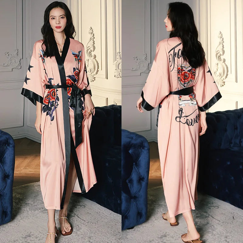 Elegant Oversized Satin Kimono Robe