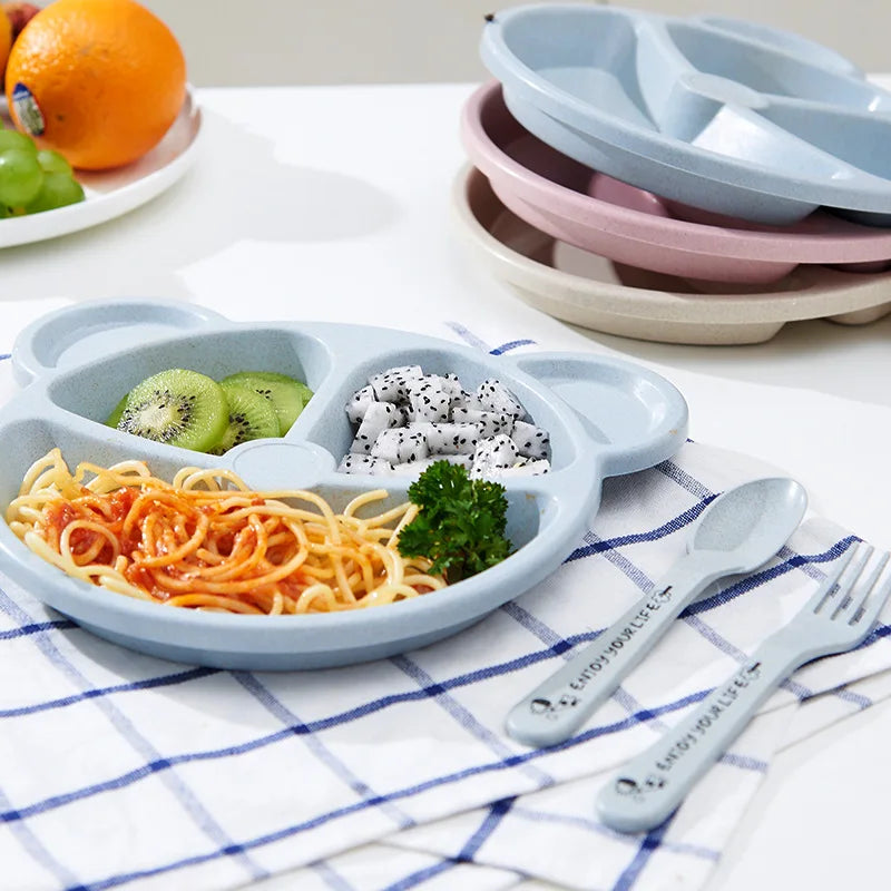 3-Piece Cute Divided Dining Plate Set