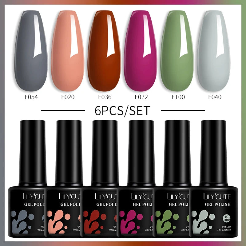 Winter Coffee Brown Gel Nail Polish Set