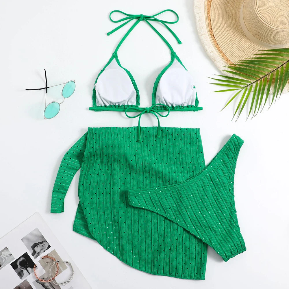 Summer Halter Bikini 3-Piece Set