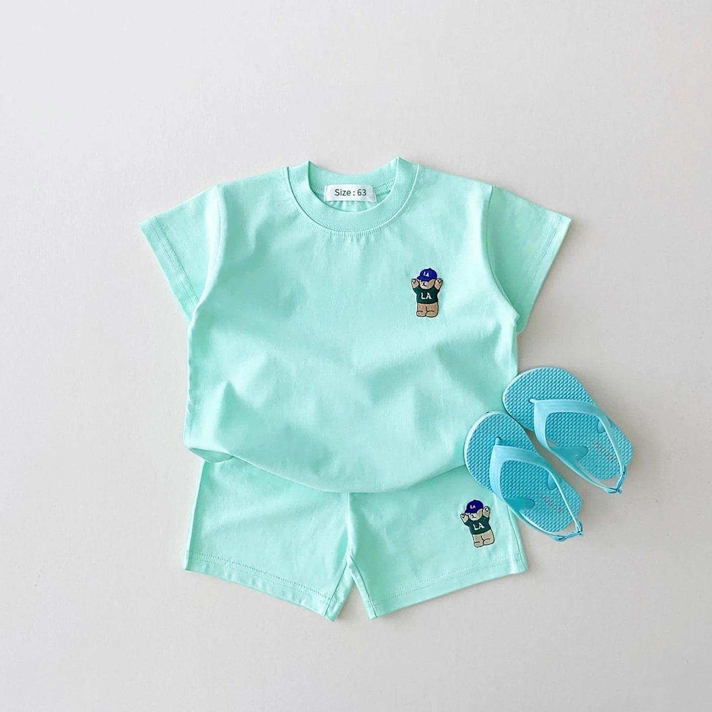 Embroidered Bear Summer Clothes Set