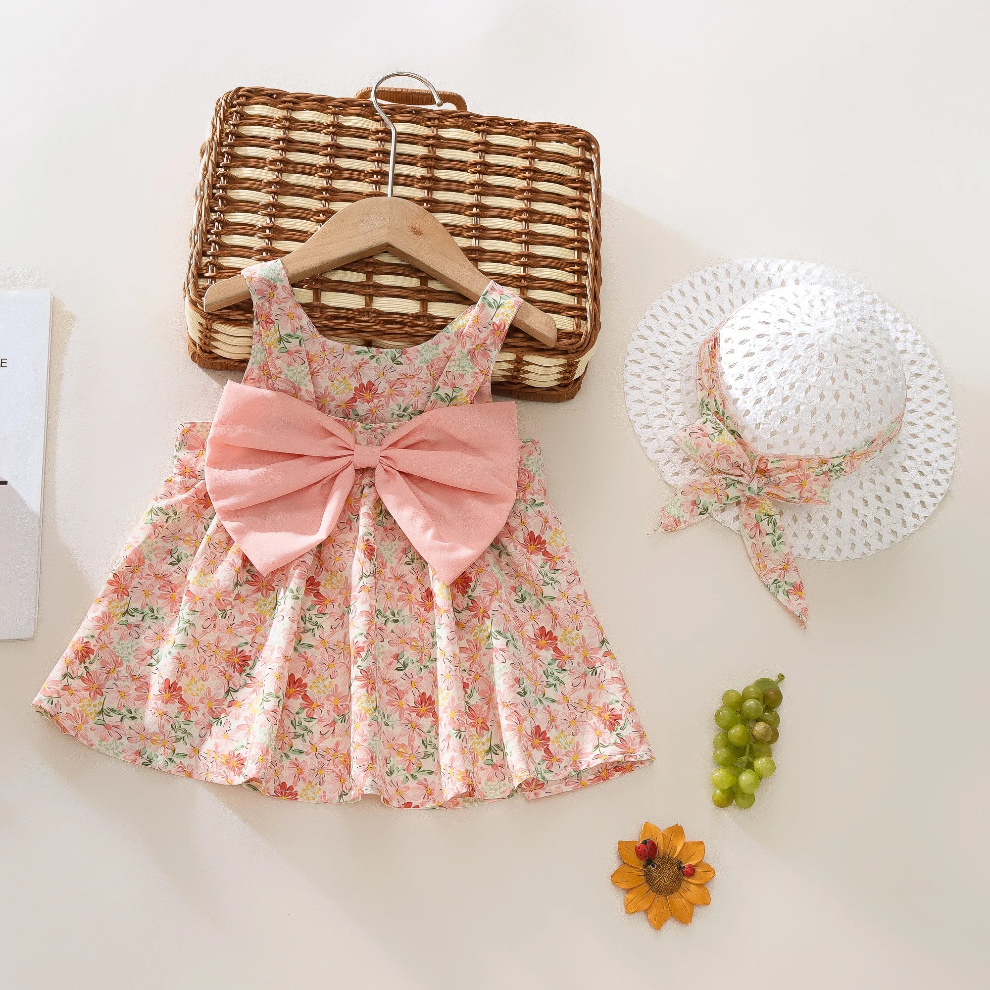 Floral Baby Dress with Sun Hat