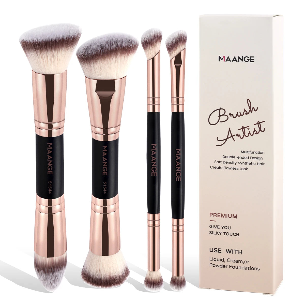 4-Piece Dual-Ended Makeup Brush Set