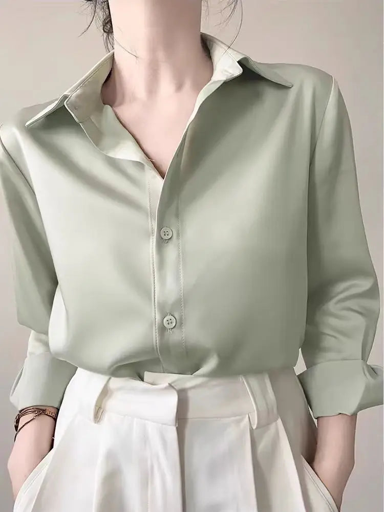Elegant Satin Work Shirt