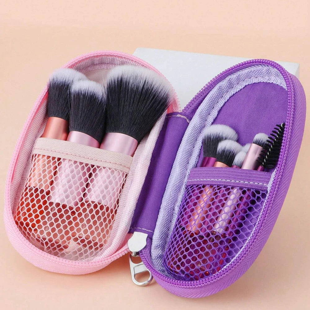 Portable 10-Piece Pink Makeup Brush Set