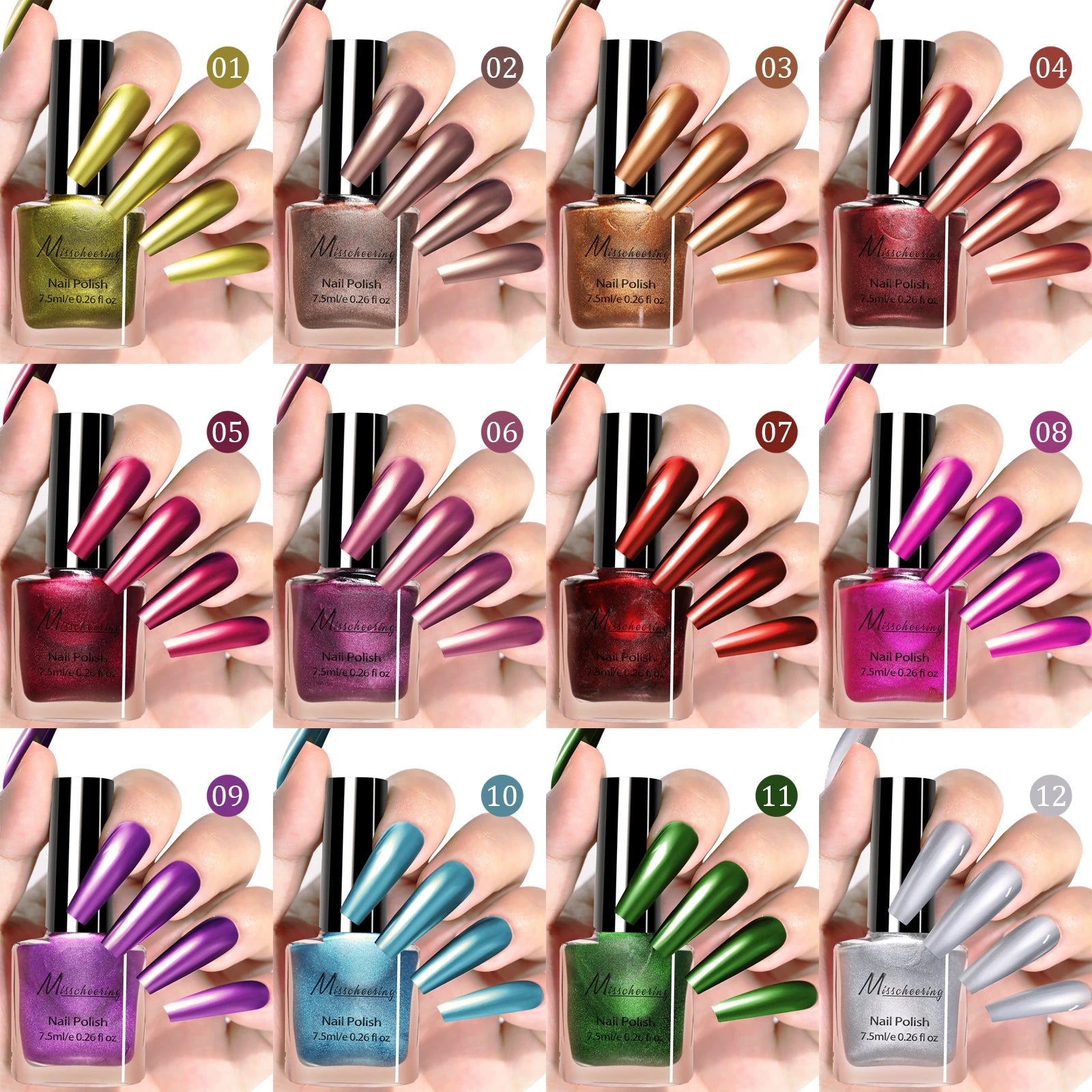 12-Color Mirror Gel Polish Set