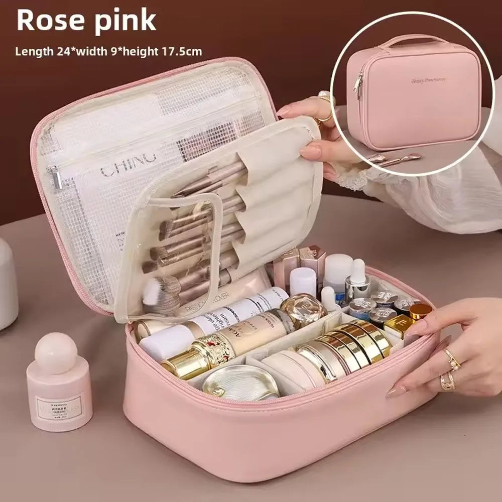 Luxury Double-Layer Travel Cosmetic Bag