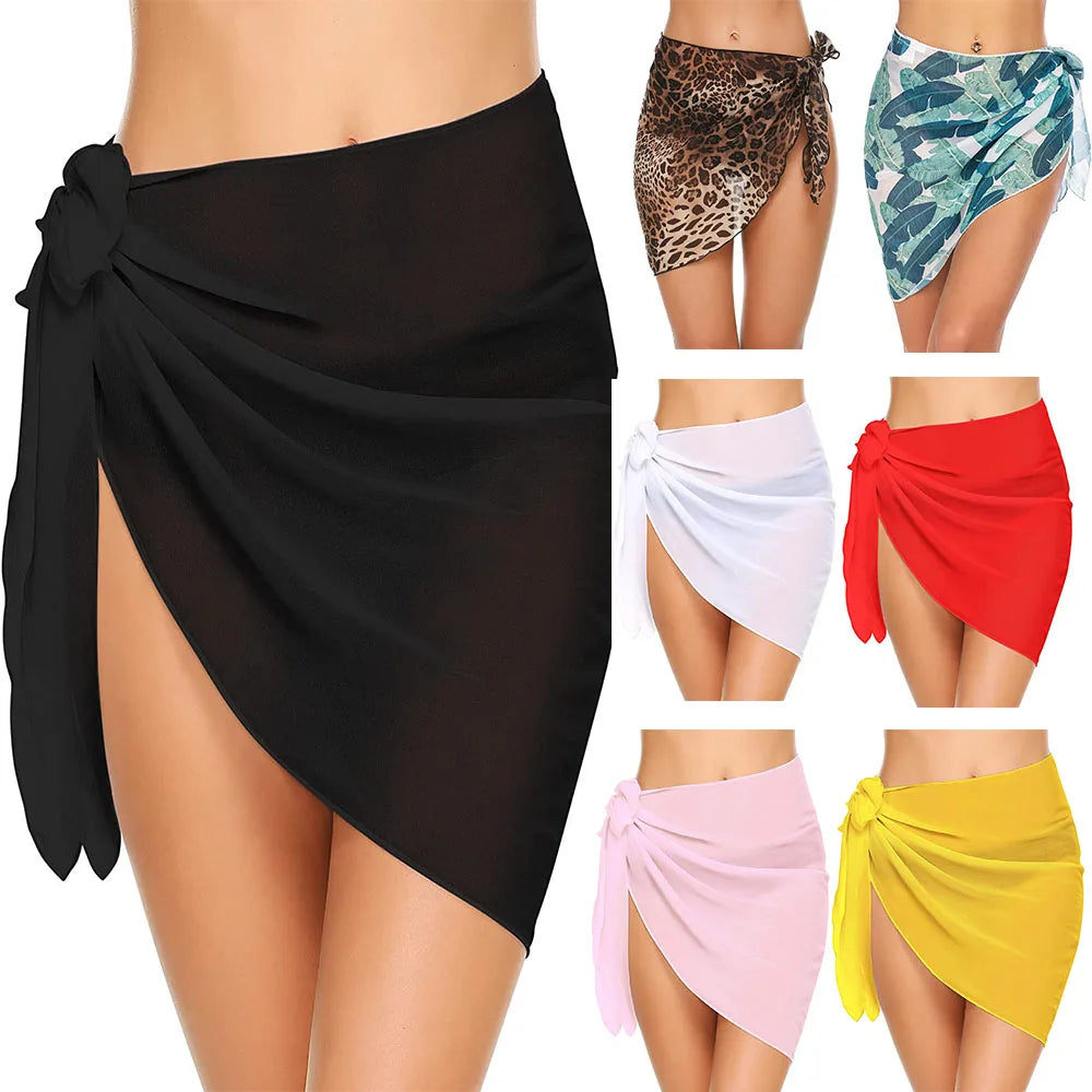 Chiffon Beach Sarong Wrap Short Skirt Cover-Up for Swimwear