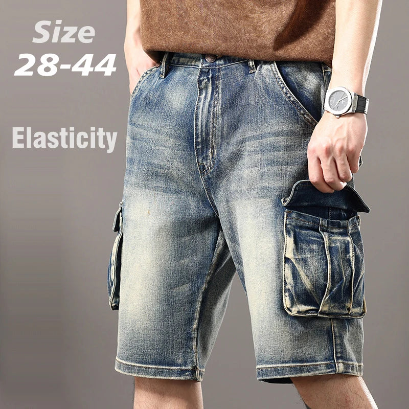 Retro Multi-Pocket Denim Shorts