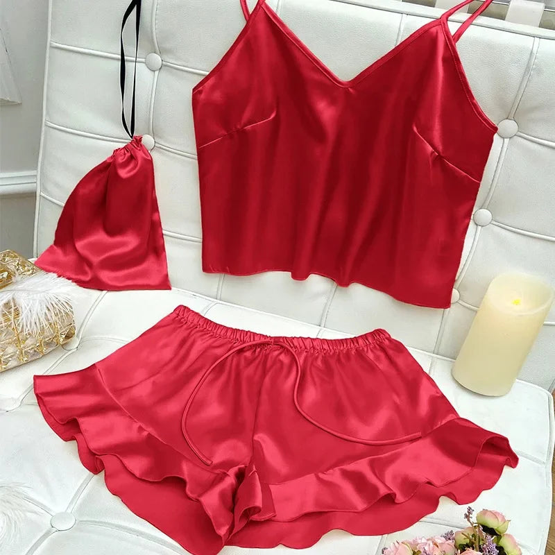 Silk Satin Cami and Shorts Sleepwear Set