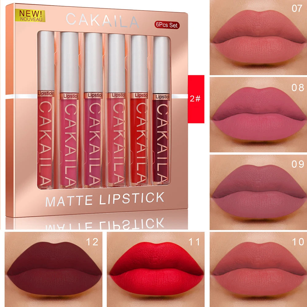 6-Color Liquid Matte Velvet Lip Gloss Set