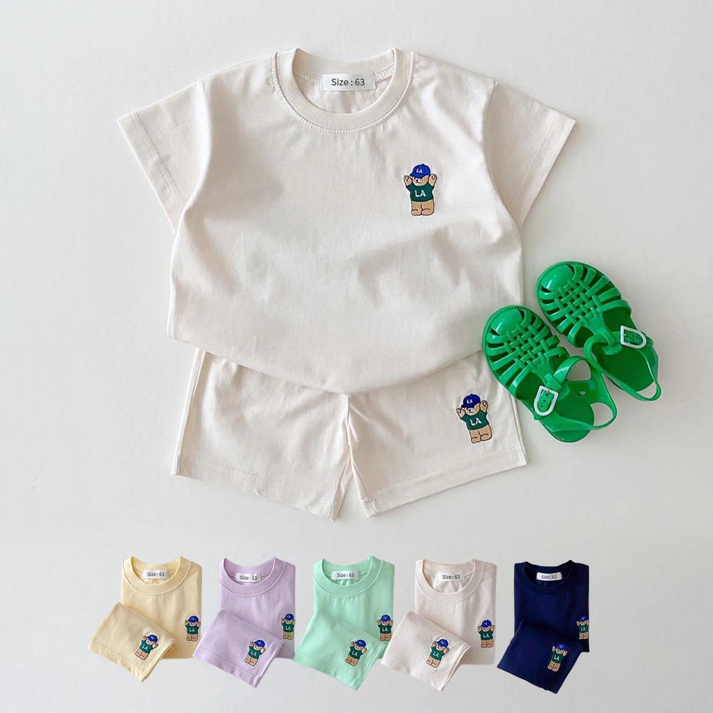 Embroidered Bear Summer Clothes Set