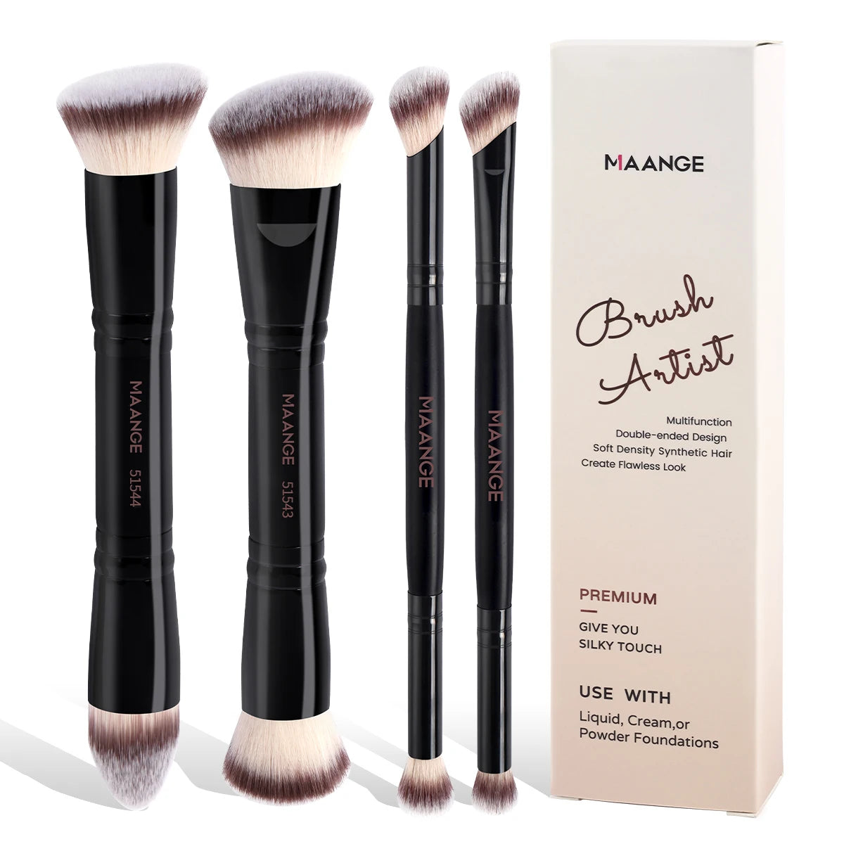 4-Piece Dual-Ended Makeup Brush Set