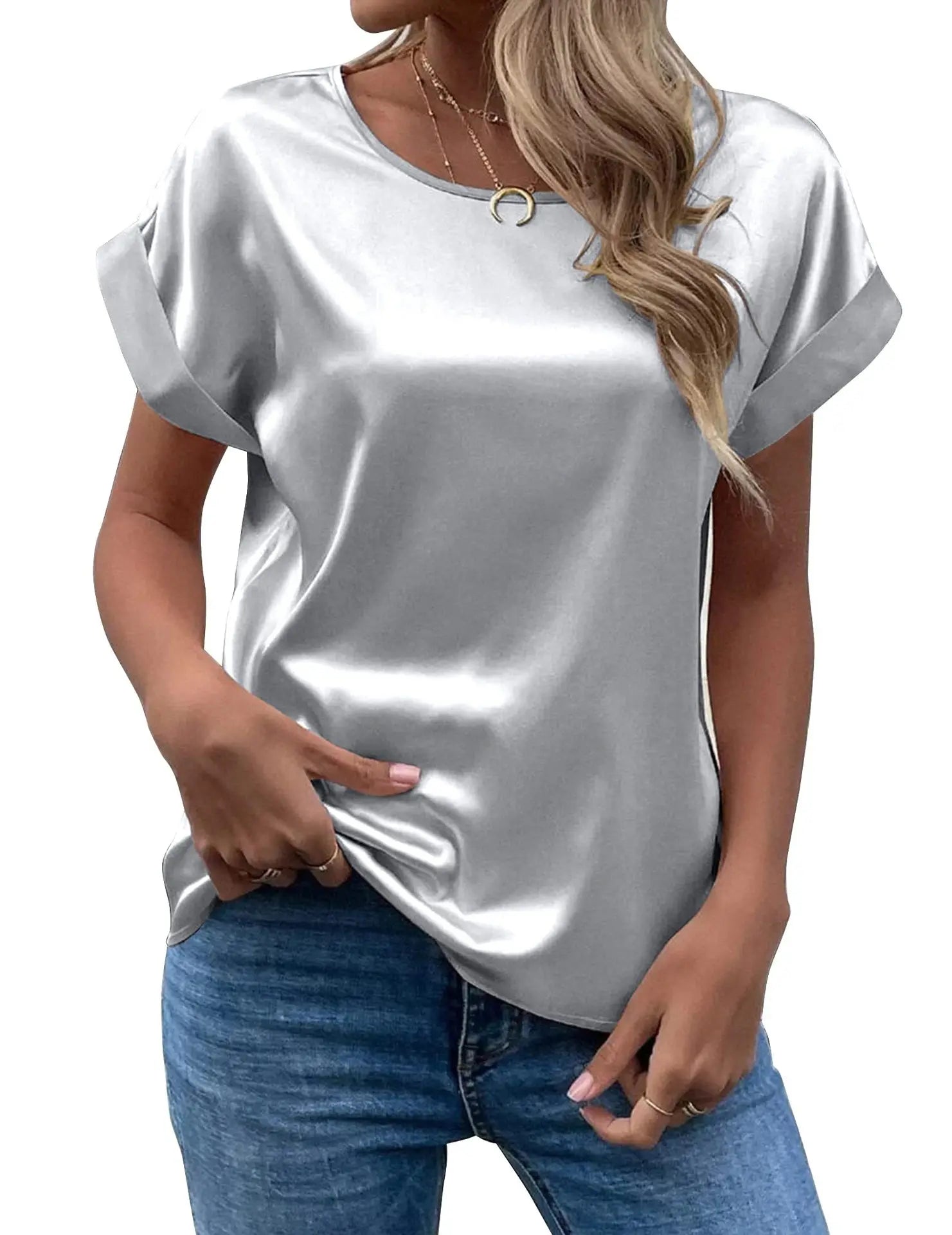 Satin Women’s Loose Casual T-Shirt