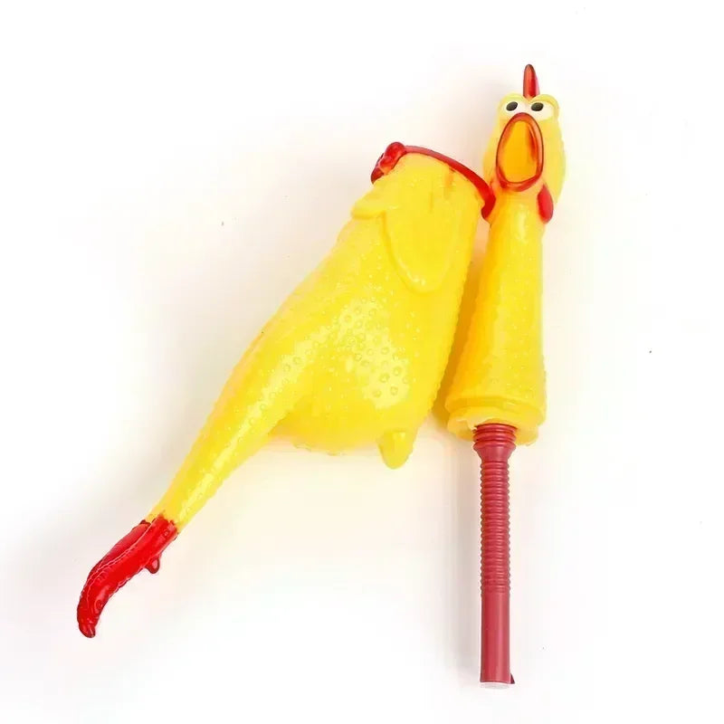 Fun Yellow Rubber Squeak Chicken Toy for Dogs and Cats