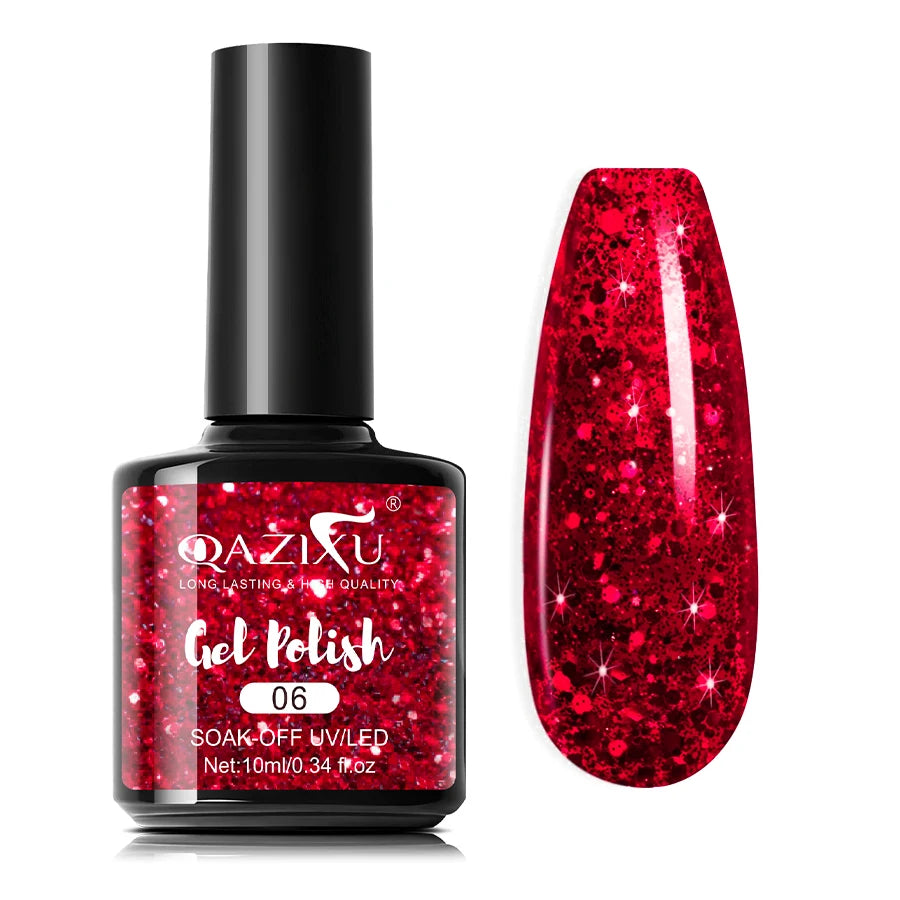 Glitter Red Semi-Permanent Gel Polish