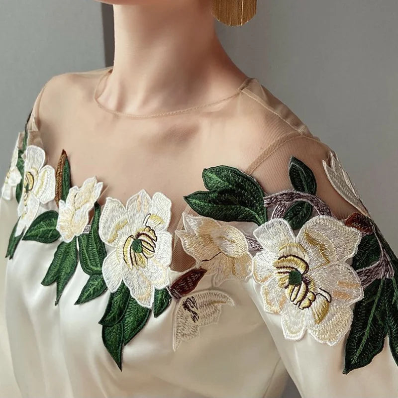Embroidered Satin Blouse