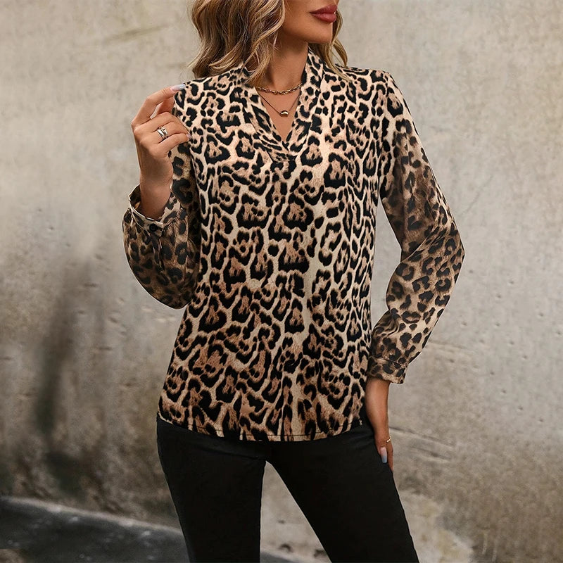 Elegant Leopard Satin Blouse