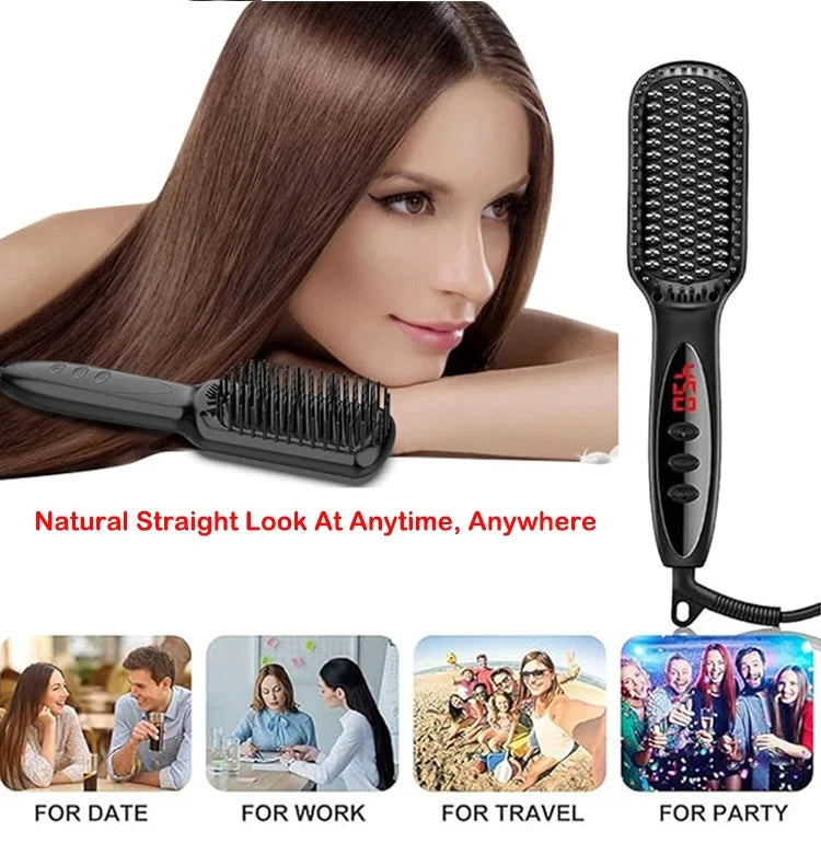 Hair Straightener Brush Comb