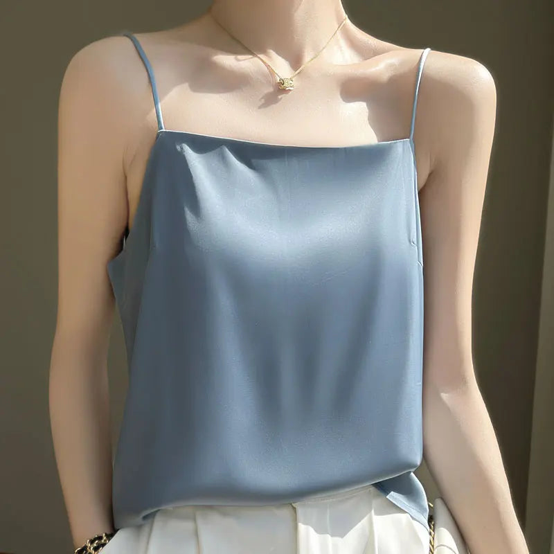 Korean Satin Sleeveless Tank Top