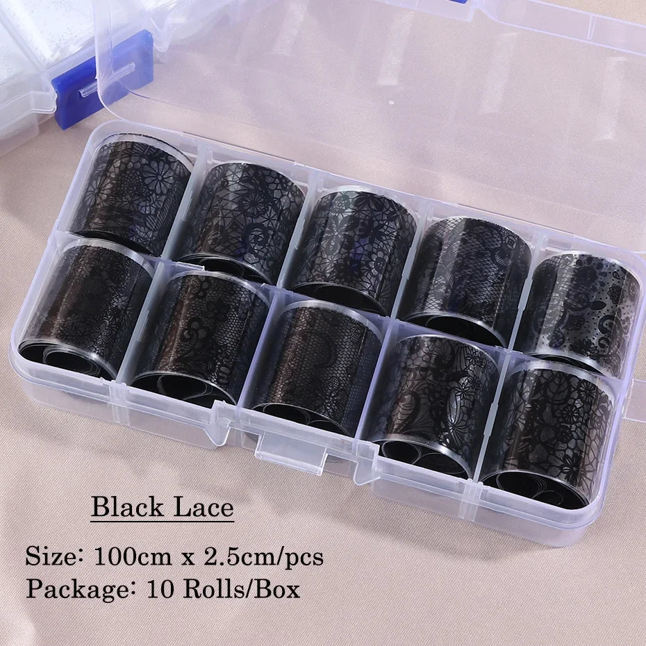 Black White Lace Nail Art Foil Set
