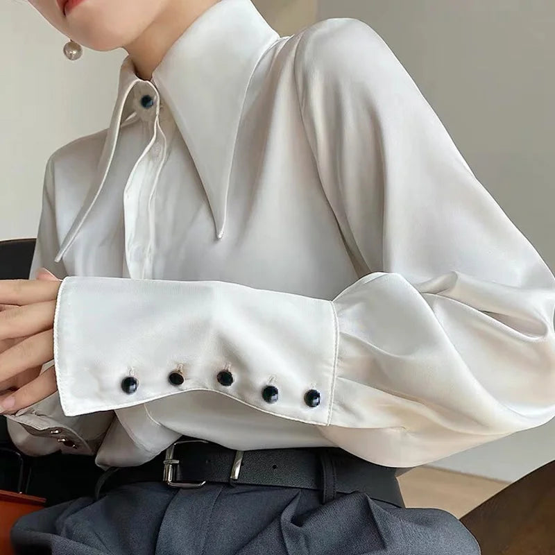 Vintage White Satin Shirt