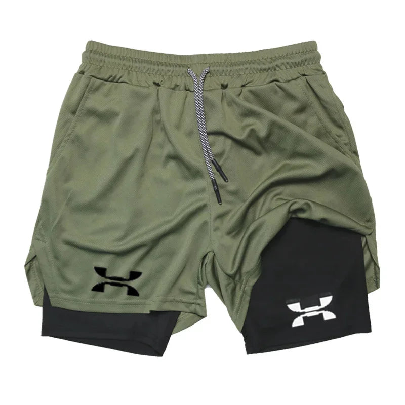 2-in-1 Quick-Dry Gym Running Shorts