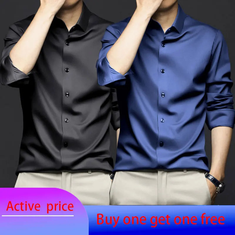 Wrinkle-Proof Business Casual Long-Sleeved Shirt