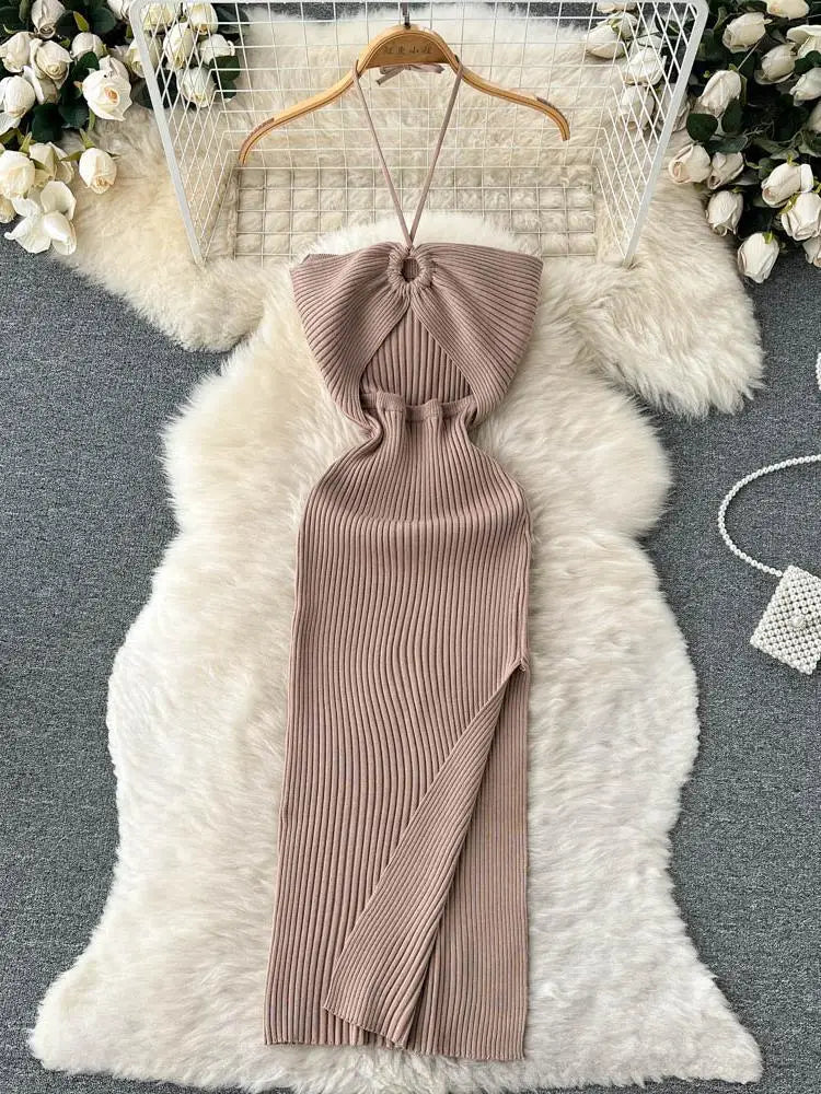 Sexy Knit Split Bodycon Dress