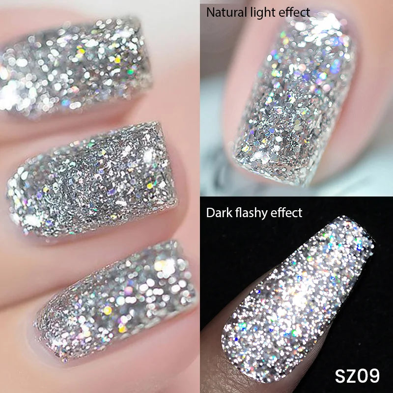Champagne Gold Reflective Glitter UV Gel Polish