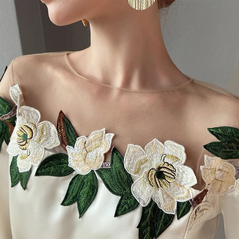 Embroidered Satin Blouse