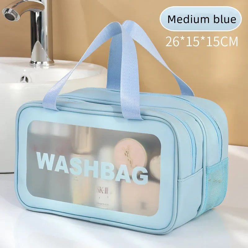 Double-Layer Transparent PU Makeup Bag