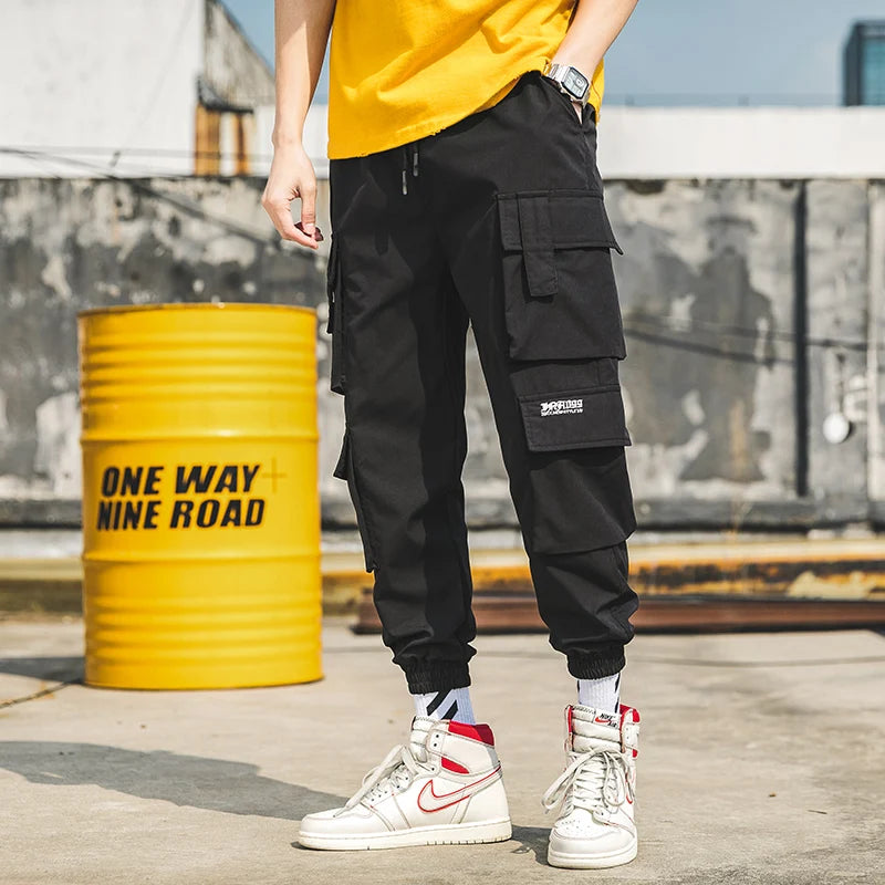 Black Streetwear Men's Cargo Joggers