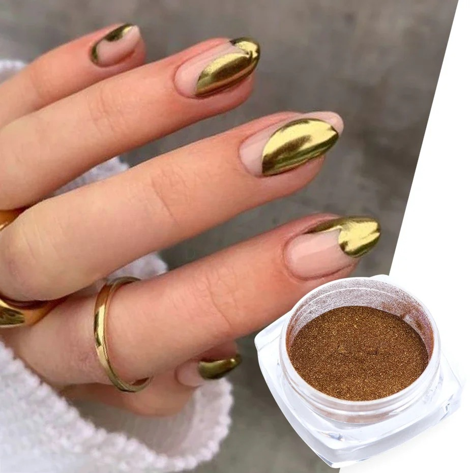 Gold and Silver Magic Mirror Chrome Powder for Metallic Nails